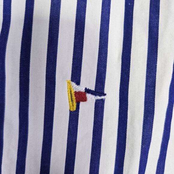 Ralph Lauren Womens Pennant Blouse Nautical Flag Button Down Striped Embroider M - Picture 11 of 16